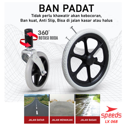 SPEEDS Kursi Roda Traveling Bisa Masuk Pesawat - Kursi roda Alluminium Bisa Dilipat 068-2