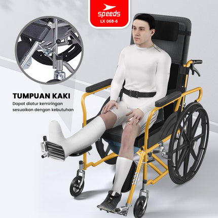 SPEEDS Kursi Roda 4in1 Travel Bisa Masuk Pesawat Bisa Dilipat Fitur Lengkap Wheel Chair Alluminium 068-6