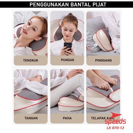 SPEEDS Bantal Pijat Portable Alat Pijat Elektrik Alat Pijat Terapi Bantal Pijat Multifungsi 070-12