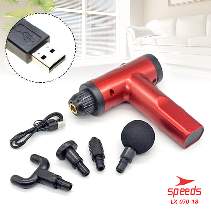 SPEEDS Fascial Gun Massage Gun Mini Alat Pijat Elektrik 4 in 1 Alat Pijat Getar 070-18