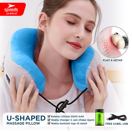 SPEEDS Bantal Pijat Elektrik Leher Massage Neck Alat Pijat Terapi Pegal-pegal Elektrik 070-27