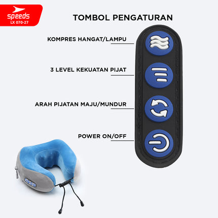 SPEEDS Bantal Pijat Elektrik Leher Massage Neck Alat Pijat Terapi Pegal-pegal Elektrik 070-27