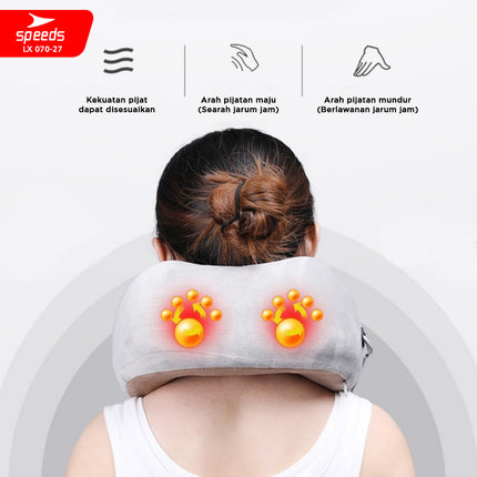 SPEEDS Bantal Pijat Elektrik Leher Massage Neck Alat Pijat Terapi Pegal-pegal Elektrik 070-27