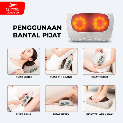 SPEEDS Bantal Pijat 20 Kepala Pijat Multifungsi Massage Pillow Portabel Alat PIjat Leher Elektrik 070-28