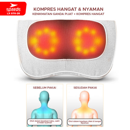SPEEDS Bantal Pijat 20 Kepala Pijat Multifungsi Massage Pillow Portabel Alat PIjat Leher Elektrik 070-28