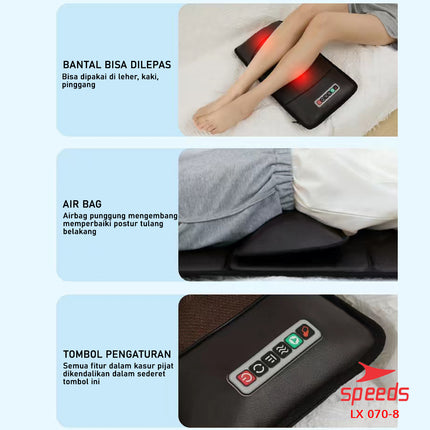 SPEEDS Kursi Pijat Elektrik Kursi Pijat Mobile Kursi Pijat Rumah Alat Pijat Elektrik Portable 070-8