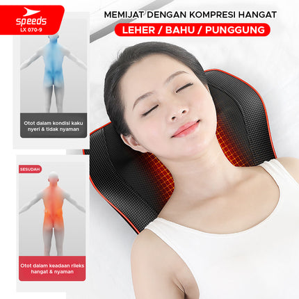 SPEEDS Bantal Pijat Massage Portable Alat Pijat Elektrik Bantal Pijat Alat Pijat Terapi 070-9