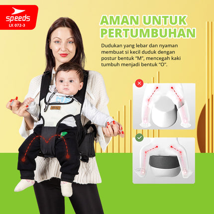 SPEEDS Gendongan Bayi + Tas Backpack Gedongan Bayi Hipseat Baby Carrier Ransel Depan 072-3