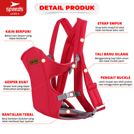 SPEEDS Gendongan Bayi 3in1 Gedongan Hipseat Baby Carrier Ransel Depan Bahan Nyaman LX 072-4