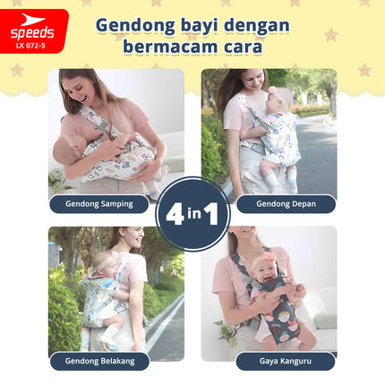 SPEEDS Gendongan Bayi 4in1 Gedongan Bayi Hipseat Baby Carrier Depan Bahan Nyaman LX 072-5