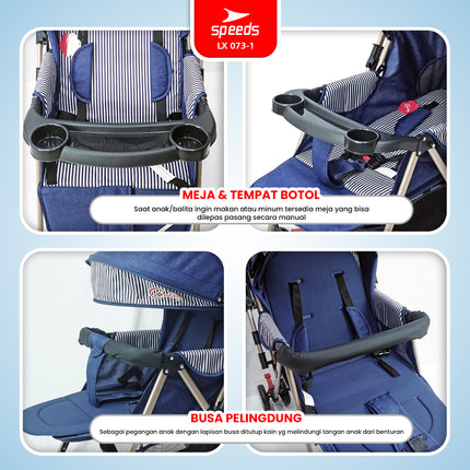 SPEEDS Stroller Anak Newborn Baby Premium Bayi Stroller Kereta Dorong Bayi Fitur Lengkap 073-1