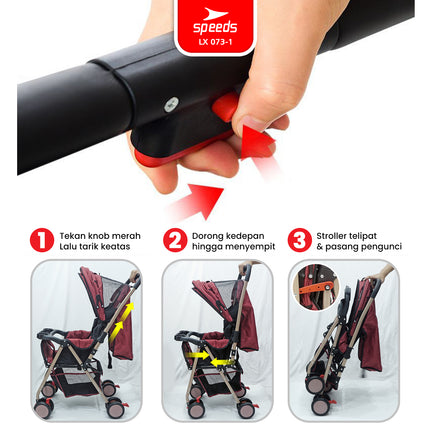 SPEEDS Stroller Anak Newborn Baby Premium Bayi Stroller Kereta Dorong Bayi Fitur Lengkap 073-1