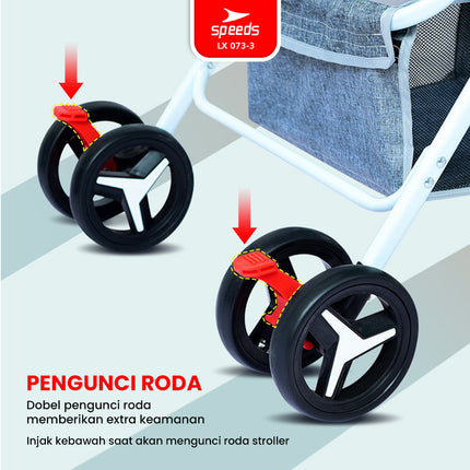 SPEEDS Stroller Kereta Dorong Bayi Portabel Premium Anak Full Cover Fitur Lengkap Newborn Baby Stroller Travel LX 073-2