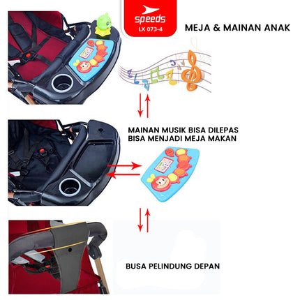 SPEEDS Stroller Newborn Baby Anak Kereta Dorong 2 Fitur Lengkap Bayi Portabel Premium Stroller Travel LX 073-4
