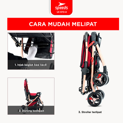 SPEEDS Stroller Newborn Baby Anak Kereta Dorong 2 Fitur Lengkap Bayi Portabel Premium Stroller Travel LX 073-4