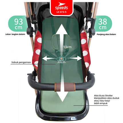 SPEEDS Stroller Anak Kereta Dorong Bayi Full Cover Traveling 2 Fitur Lengkap Portabel Premium Newborn Baby Stroller LX 073-5