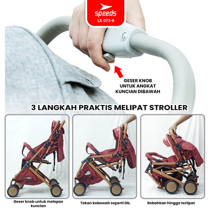 SPEEDS Stroller Anak Newborn Baby Lipat Premium Portabel Bayi Stroller Kereta Dorong Bayi 073-6