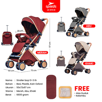 SPEEDS Stroller Anak Newborn Baby Lipat Premium Portabel Bayi Stroller Kereta Dorong Bayi 073-6