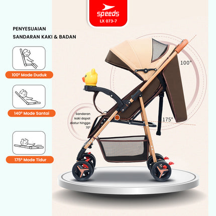 SPEEDS Stroller Anak Full Cover 2 Fitur Lengkap Kereta Dorong Bayi Newborn Baby Stroller Travel Indoor Oudoor Portabel Premium LX 073-7