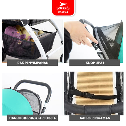 SPEEDS Stroller Newborn Baby Anak Kereta Dorong 2 Fitur Lengkap Bayi Portabel Premium Stroller Travel Full Cover LX 073-9