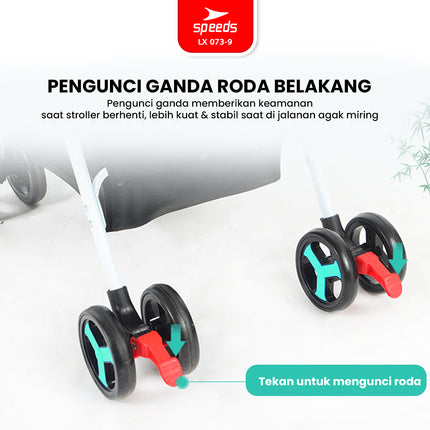 SPEEDS Stroller Newborn Baby Anak Kereta Dorong 2 Fitur Lengkap Bayi Portabel Premium Stroller Travel Full Cover LX 073-9