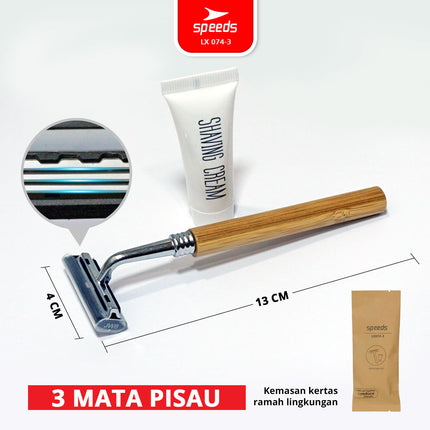 SPEEDS Shaving Kit Jenggot Kumis Hotel 3 Mata Pisau Cukur Shaving Cream Alat Cukur Praktis 074-3