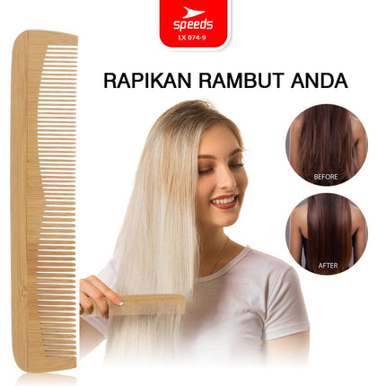 SPEEDS Sisir Bambu Ringan Portable Wooden Bamboo Comb Ramah Lingkungan Zero Waste Eco Friendly 074-9