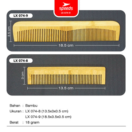 SPEEDS Sisir Bambu Ringan Portable Wooden Bamboo Comb Ramah Lingkungan Zero Waste Eco Friendly 074-9