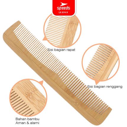SPEEDS Sisir Bambu Ringan Portable Wooden Bamboo Comb Ramah Lingkungan Zero Waste Eco Friendly 074-9