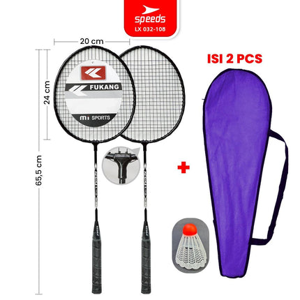 SPEEDS Raket Badminton Bulu Tangkis Paket Lengkap 1 Set 2pcs Alat Olahraga Berkualitas Original Olahraga Bulutangkis Indonesia 032-507