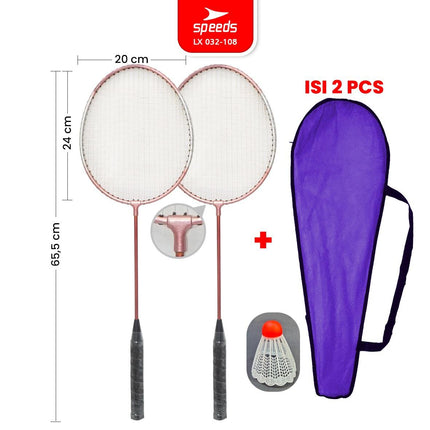 SPEEDS Raket Badminton Bulu Tangkis Paket Lengkap 1 Set 2pcs Alat Olahraga Berkualitas Original Olahraga Bulutangkis Indonesia 032-507