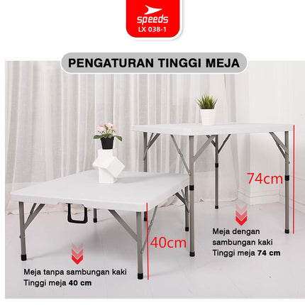 SPEEDS Meja Lipat Plastik Indoor Outdoor Piknik Pameran Serbaguna Besar Meja Makan 038-1