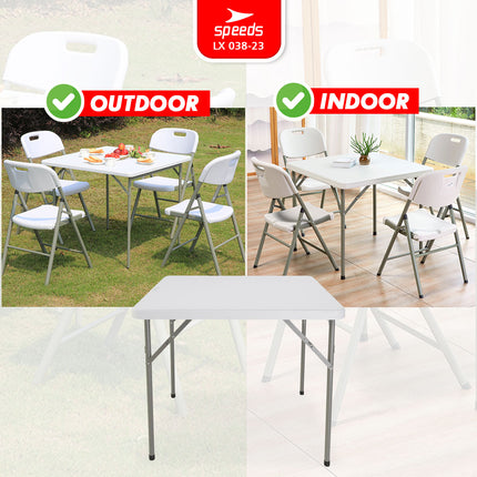SPEEDS Meja Lipat Plastik 86x86x74cm Folding Table HDPE Indoor Outdoor Piknik Pameran Jualan Besar Meja Makan 038-23