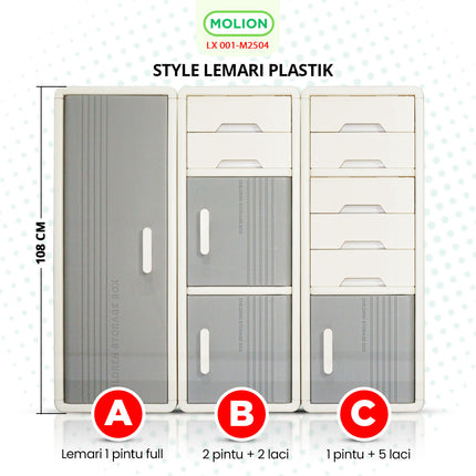 Lemari Plastik HDPE 41x31x108cm Pakaian Mainan Serbaguna Minimalis 001-M2504