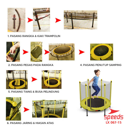 SPEEDS Trampolin Anak 48inch Mainan Lompat Anak Trampoline Jump Mainan Anak 067-15