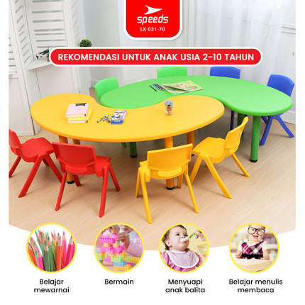 SPEEDS Meja Belajar Kokoh Colorfull Anak Bulan Moon Table Besar HDPE Meja TK Paud Playgroup Warna Warni Kids 031-70