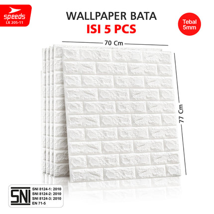SPEEDS SNI Wallpaper Dinding 3d  Foam Batik Putih Wallpaper Dinding Sticker Dinding Berstandar 205-11