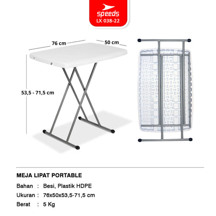 SPEEDS Plastic Folding Table 76x50x71cm Indoor Outdoor Picnic Versatile Large Ironing Table 038-22