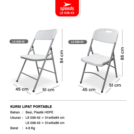 SPEEDS Kursi Lipat Portabel Bangku Lipat Serbaguna Indoor Outdoor Kursi Cafe Rumah 038-43