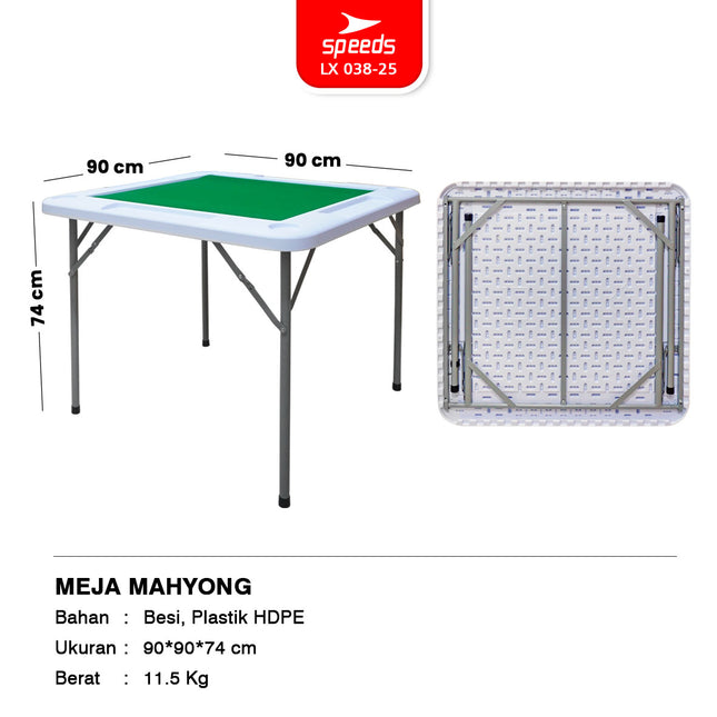 SPEEDS Meja Mahjong Mahyong 90x90x74cm Meja Permainan Indoor Outdoor Piknik Serbaguna Besar 038-25