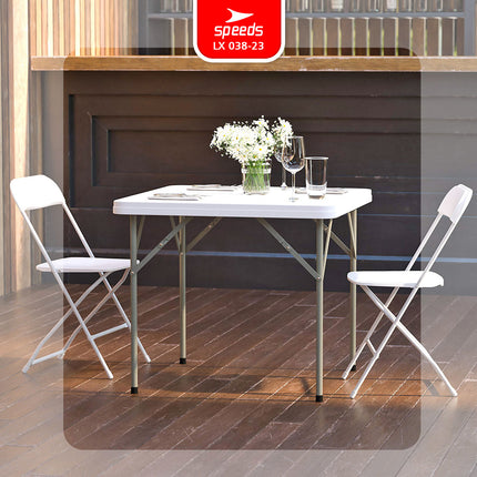 SPEEDS Meja Lipat Plastik 86x86x74cm Folding Table HDPE Indoor Outdoor Piknik Pameran Jualan Besar Meja Makan 038-23