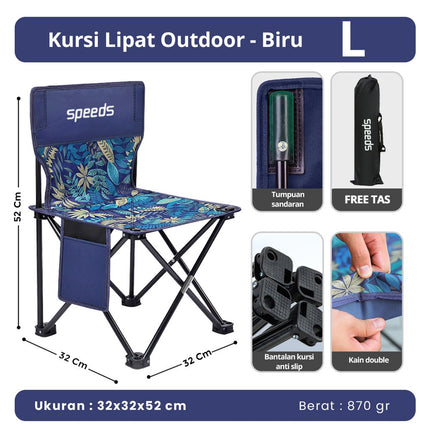 SPEEDS Kursi Lipat Outdoor Portable Kursi Camping Folding Chair Gunung Kemah Mudah LX 031-14