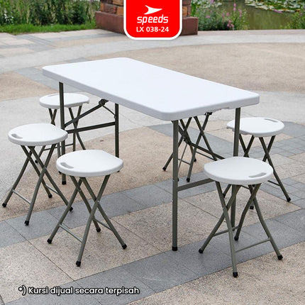 SPEEDS Folding Table 122x61x74cm Plastic Folding Table Indoor Outdoor Exhibition Multipurpose Large Dining Table 038-24