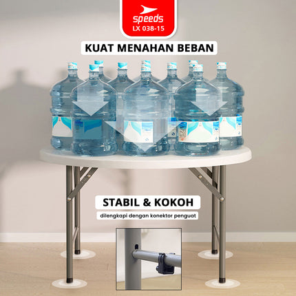 SPEEDS Meja Lipat Plastik 183x183x74cm Folding Table Lingkaran Indoor Outdoor Piknik Serbaguna Besar Meja Makan 038-15
