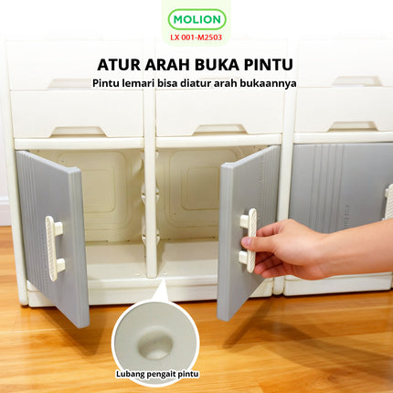 Lemari Plastik HDPE 115x34x95cm 3 Pintu 9 Laci Drawer Pakaian Mainan Serbaguna Minimalis 001-M2503