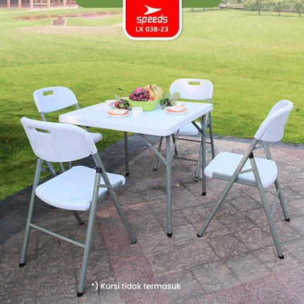 SPEEDS Meja Lipat Plastik 86x86x74cm Folding Table HDPE Indoor Outdoor Piknik Pameran Jualan Besar Meja Makan 038-23