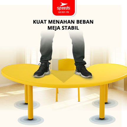 SPEEDS Meja Belajar Kokoh Colorfull Anak Bulan Moon Table Besar HDPE Meja TK Paud Playgroup Warna Warni Kids 031-70