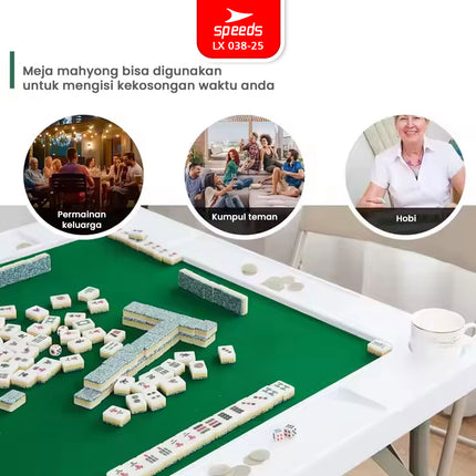 SPEEDS Meja Mahjong Mahyong 90x90x74cm Meja Permainan Indoor Outdoor Piknik Serbaguna Besar 038-25