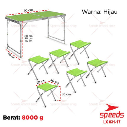 SPEEDS Meja Camping Lipat Set Meja Kursi Lipat Meja Camping Piknik Outdoor Portable 031-35