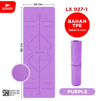 SPEEDS Matras Yoga TPE 6mm Alas Yoga Mat Alas Olahraga Karpet Spons Gym Berstandar SNI 027-1